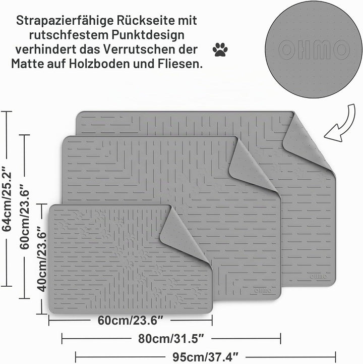 OHMO Katzenklo Matte aus Premium-Silikon 60 x 40 cm, wasserdicht und BPA-frei Katzentoilettenmatte,