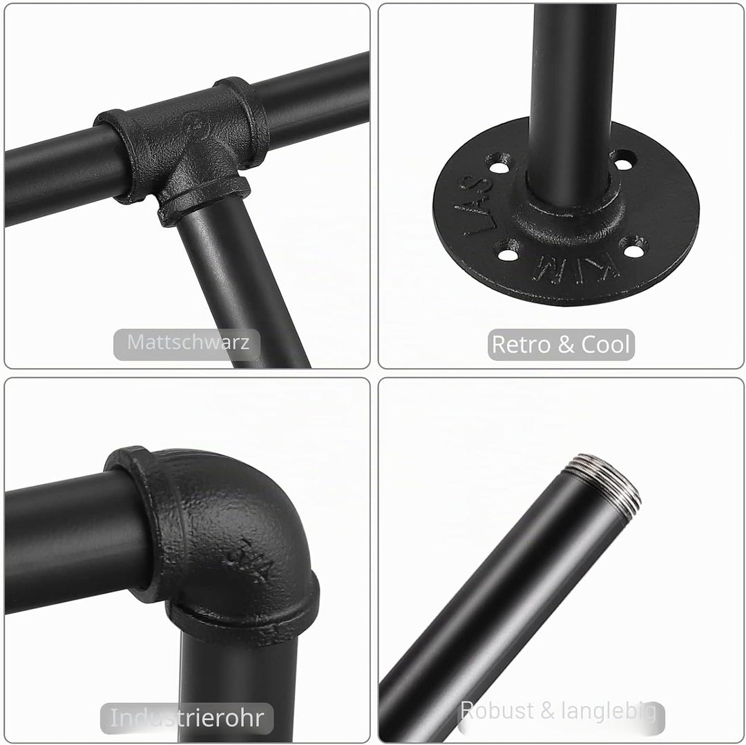 TANiCE Industrierohr Kleiderstangen 83cm Kleiderständer Wand Kleideraufbewahrung zur Wandmontage für