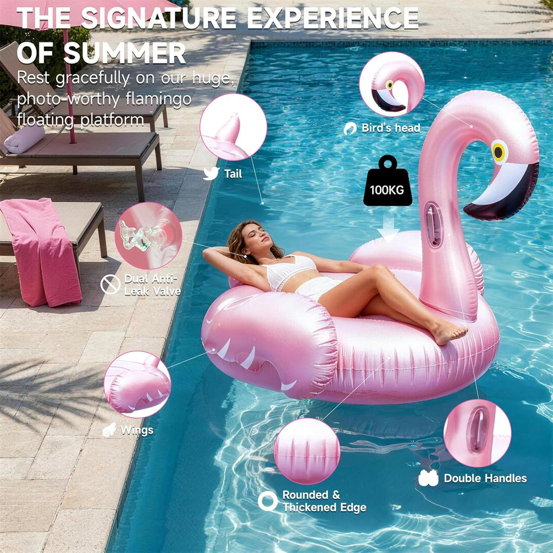 Flamingo Aufblasbar Einhorn, Luftmatratze Pool Erwachsene, Reittier Aufblasbar, Schwimmtier Dinosaur