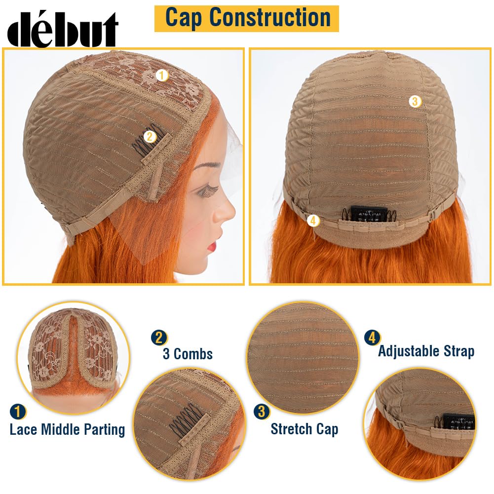DÉBUT Glatte Bob Perücke, Echthaar, T-Teil, Spitzenfront, Bob-Perücke, vorgezupft, mit Babyhaar, 150