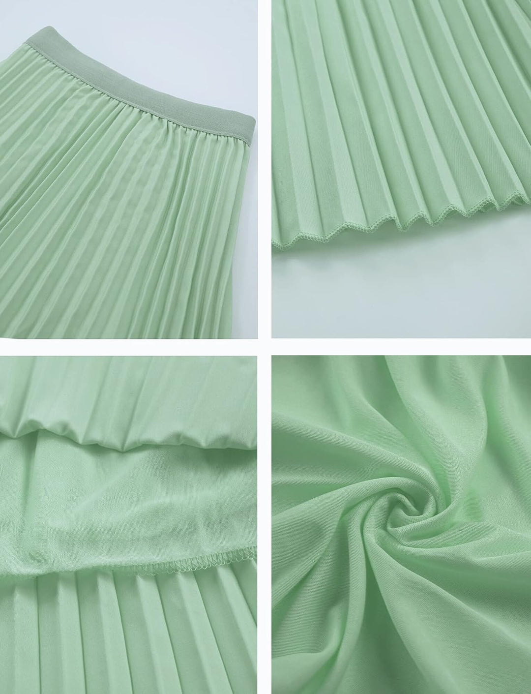 Maeau Mädchen Plisseerock Einfarbiger, Faltenrock Chiffon Gummizug in der Taille, Rock Lang für Frei