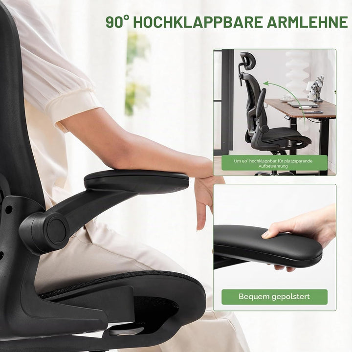 GTPLAYER Bürostuhl Ergonomisch, Schreibtischstuhl mit Verstellbarer Kopfstütze, Armlehnen, Lendenwir