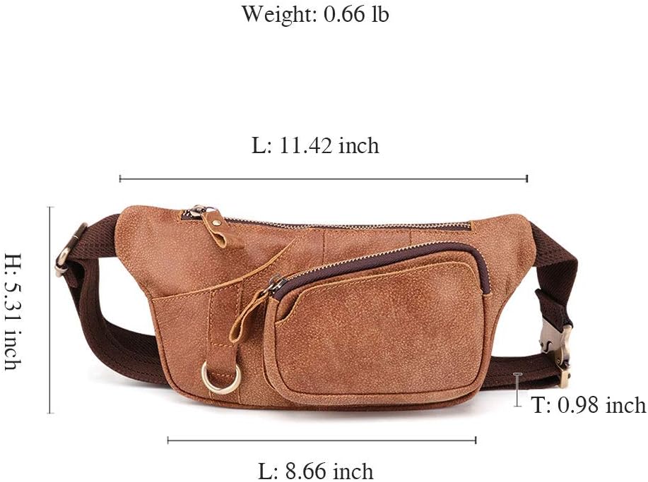 BAIGIO Gürteltasche Leder Herren Hüfttasche Vintage Retro Bauchtasche für Reise Alltagsleben (Braun)