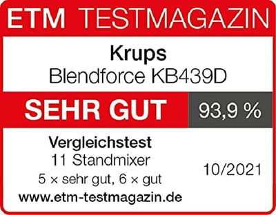 Krups KB439D Blendforce 2 Standmixer | 800 Watt | 5 Geschwindigkeiten | Pulsfunktion | 1,75 Liter Th