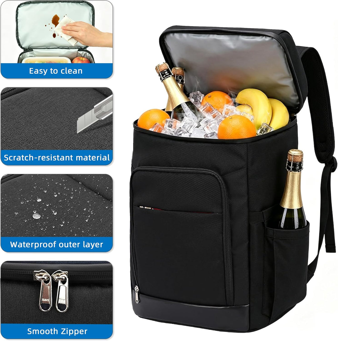 Camping Kühlrucksack,24L Kapazität Isolierter Picknickrucksack, Wasserdichter Rucksack-Kühler Auslau