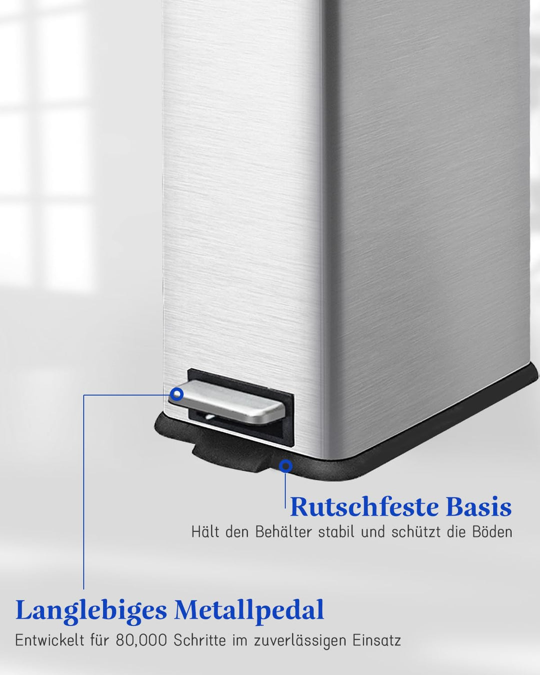 Mülleimer mit Deckel 10L,Edelstahl Mülleimer Bad,Klein Abfalleimer Bad,Tretmülleimer Edelstahl für B