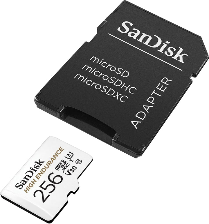 SanDisk High Endurance microSDXC Speicherkarte 256 GB + Adapter (Für Dash-Cams und private Überwachu