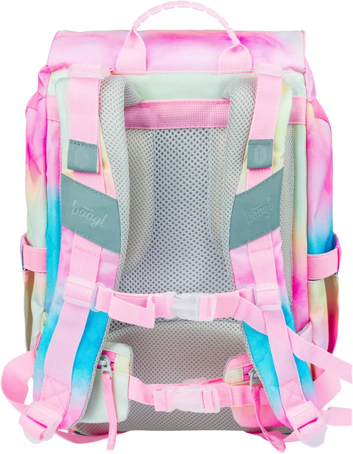 Baagl Schulranzen Mädchen für 1. Klasse, Airy Schultasche Set 3-Teilig, Grundschule Schulrucksack fü