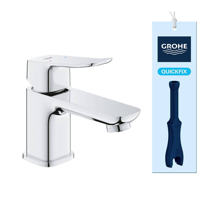 GROHE Dice, Waschtischarmatur klein, wassersparend (Wasserhahn für das Bad, Badarmatur mit Zugstange