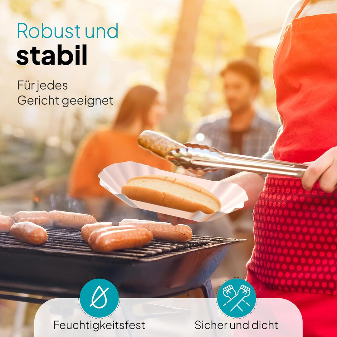 1000 Stück Pappteller Pappschalen Pommes Schalen KU1 | Pappteller Teller aus Papier | Currywurst Ein