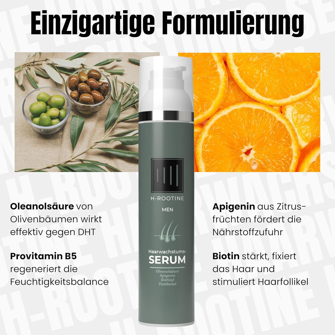 H-ROOTINE Haarserum für Männer (100ml) • Haarwuchsmittel Männer • Stoppt erblich & hormonell bedingt