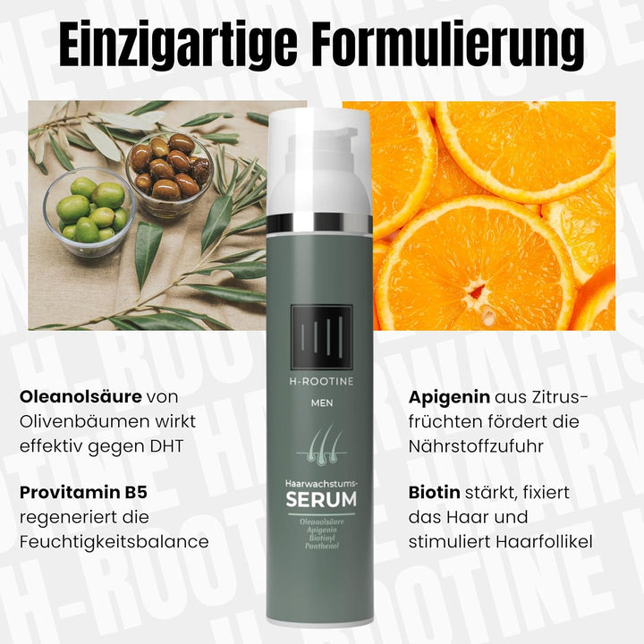 H-ROOTINE Haarserum für Männer (100ml) • Haarwuchsmittel Männer • Stoppt erblich & hormonell bedingt