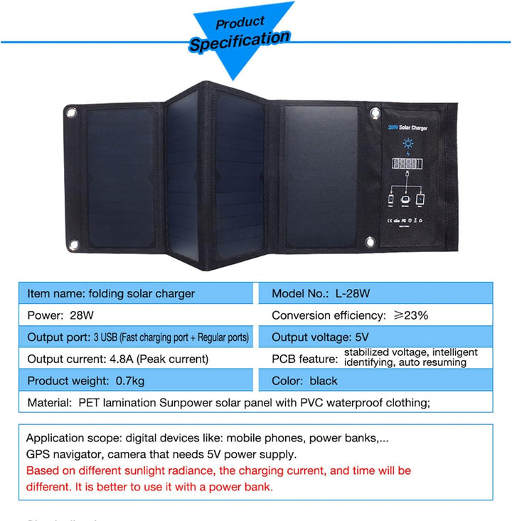 DC5V 28W Tragbares Solartelefon-Ladegerät Wasserdichtes,Solarladegerät, hocheffizientes Solarpanel-L