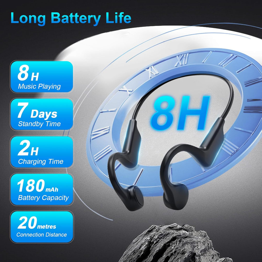 Knochenschall Kopfhörer Kopfhörer Kabellos Bluetooth 5.3 IP55 Wasserdicht 180mAh Akku Memory-Titan-L
