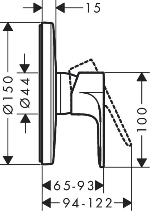 hansgrohe Duscharmatur Rebris S, Unterputz Brausebatterie für 1 Funktion, Mattschwarz Mattschwarz Du