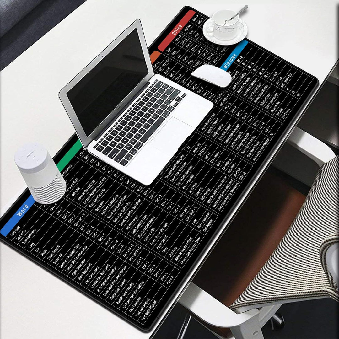JIALONG Grosses Mauspad mit Excel Tastaturkürzeln für Office, multifunktional, komfortabel Gaming Mo