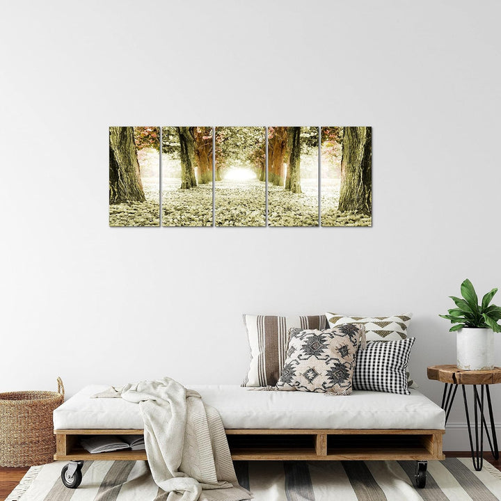 Runa Art Bild Wald Landschaft Wandbilder auf Vlies Leinwand 5 Teilig Wanddekoration Schlafzimmer Woh