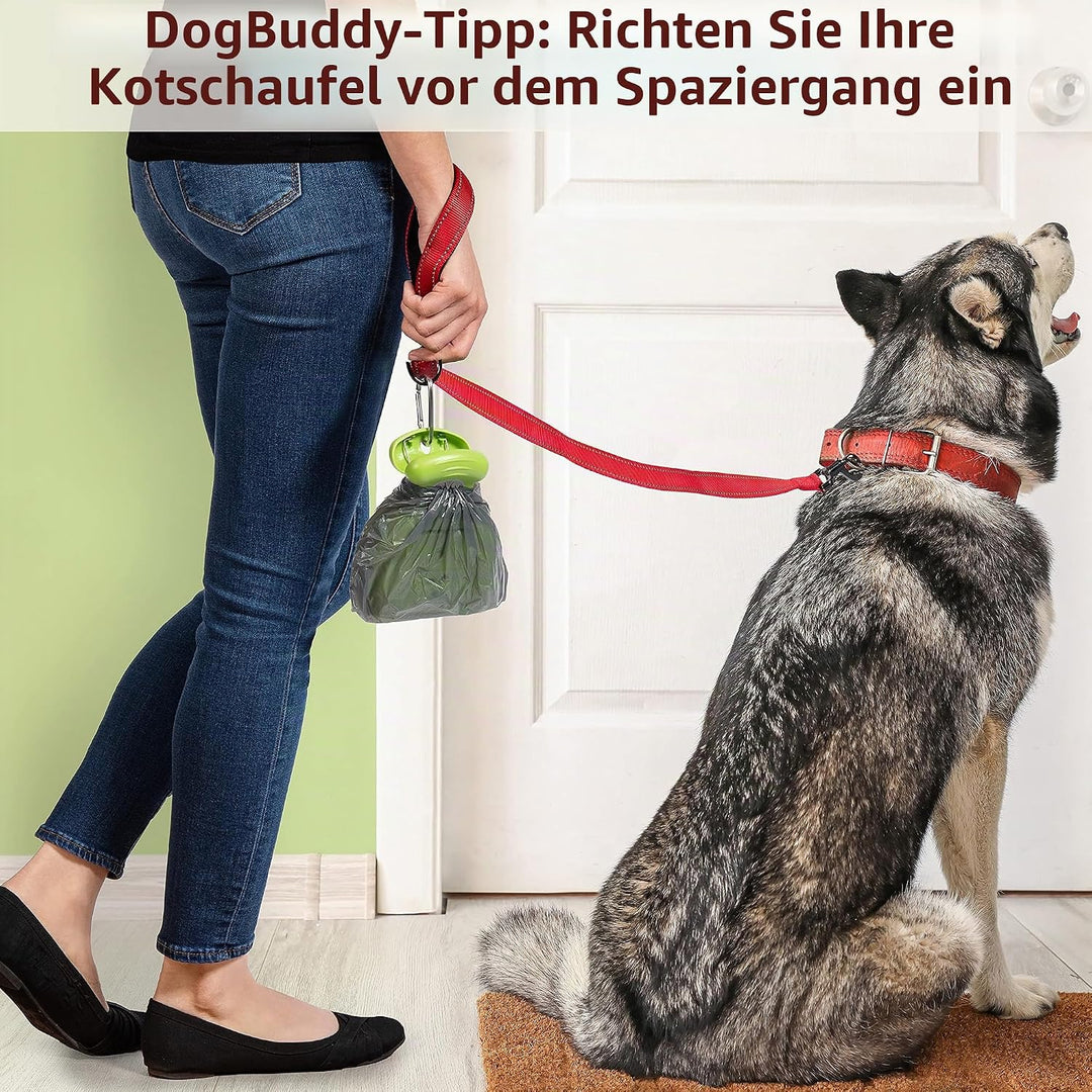DogBuddy Kotschaufel, tragbare Hundekotschaufel, hygienische Hundekot-Aufsammlung, Hundeleinen-Clip