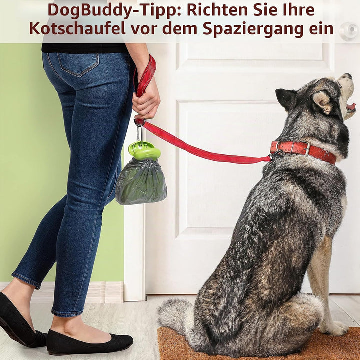DogBuddy Kotschaufel, tragbare Hundekotschaufel, hygienische Hundekot-Aufsammlung, Hundeleinen-Clip