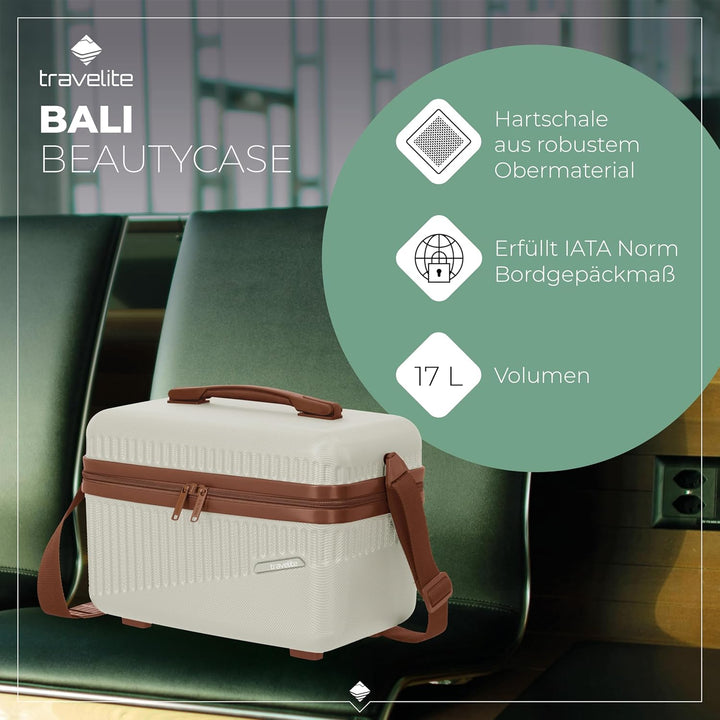 travelite Beautycase Hartschale Handgepäck, Bali, Kosmetikkoffer mit Organizer -und Aufsteckfunktion