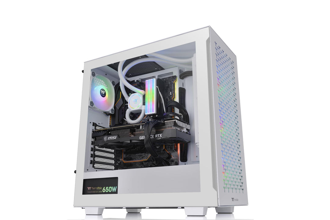 Thermaltake V350 TG ARGB Air Snow White PC-Chassis Mid-Tower-ATX-Gehäuse 4mm gehärtetes Glas 4X Lüft