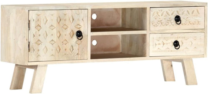 vidaXL Mangoholz Massiv TV Schrank mit 2 Schubladen Lowboard Fernsehschrank Fernsehtisch HiFi-Schran
