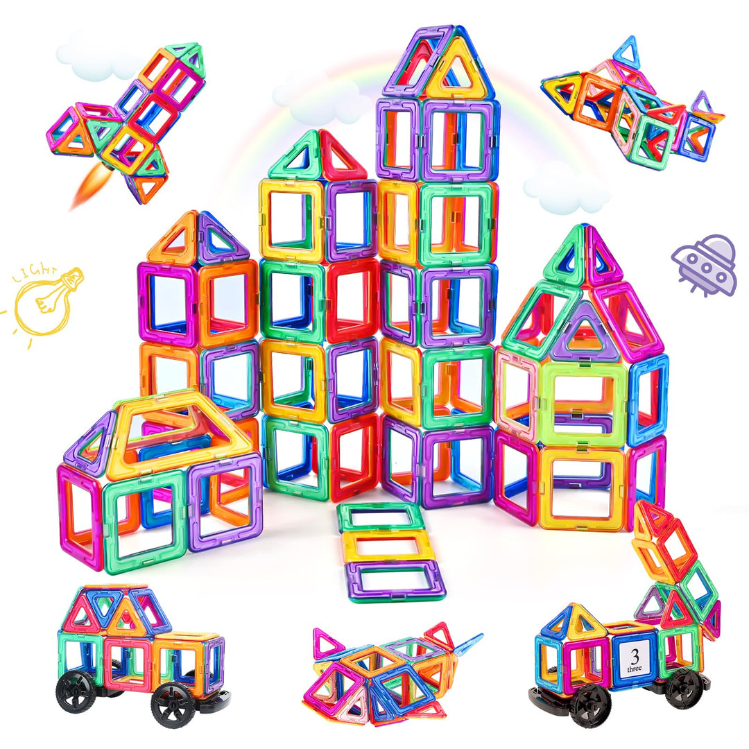 aaczly Magnetische Bausteine 82 Teile Magnetbausteine Magnet Spielzeug Kinder 3D Magnet Bausteine fü