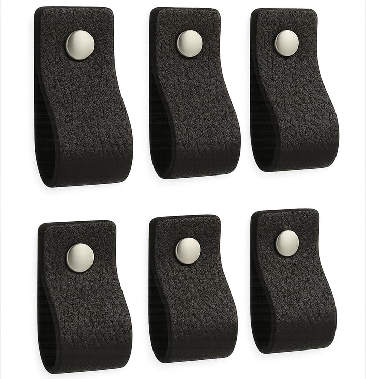 Brute Strength - Ledergriffe für Möbel - Schwarz - 6 Stück - 12,5 x 2,5 cm - Schrankgriff, Türgriff