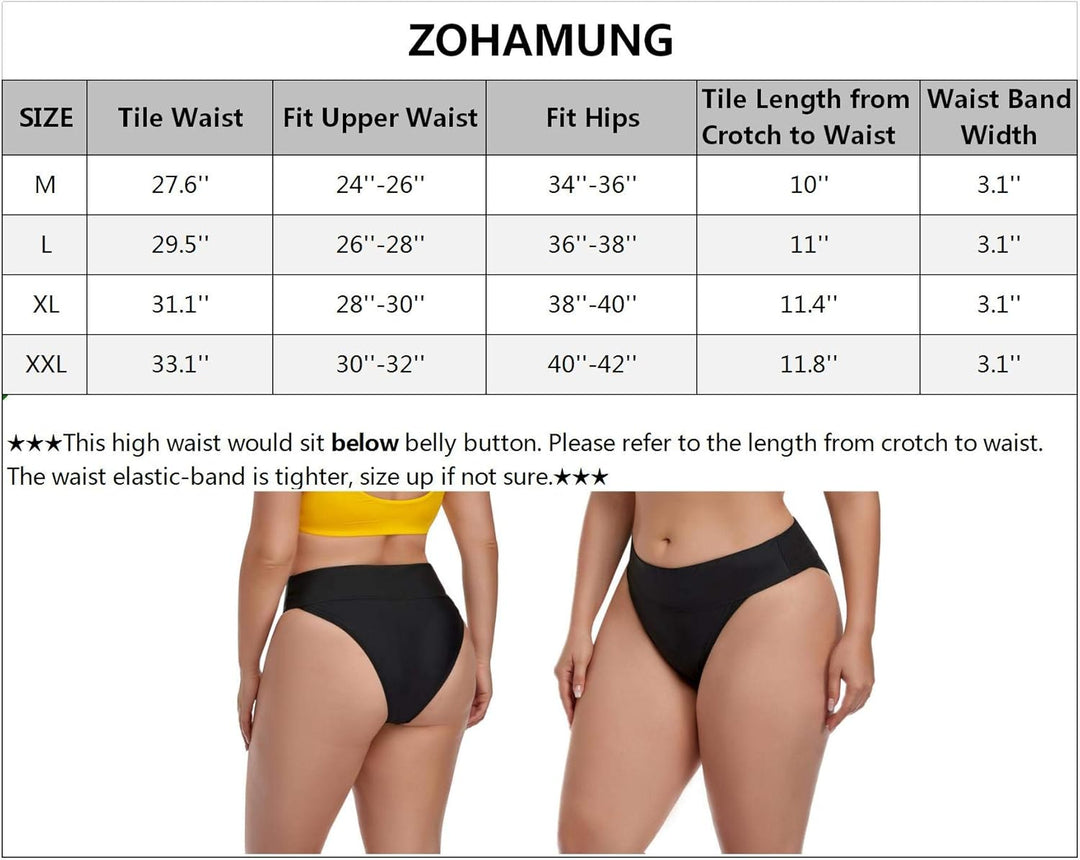 Women Vintage High Waisted Bikini Bottoms Brazilian Ruched High Cut Tankini Panites L Schwarzer Butt