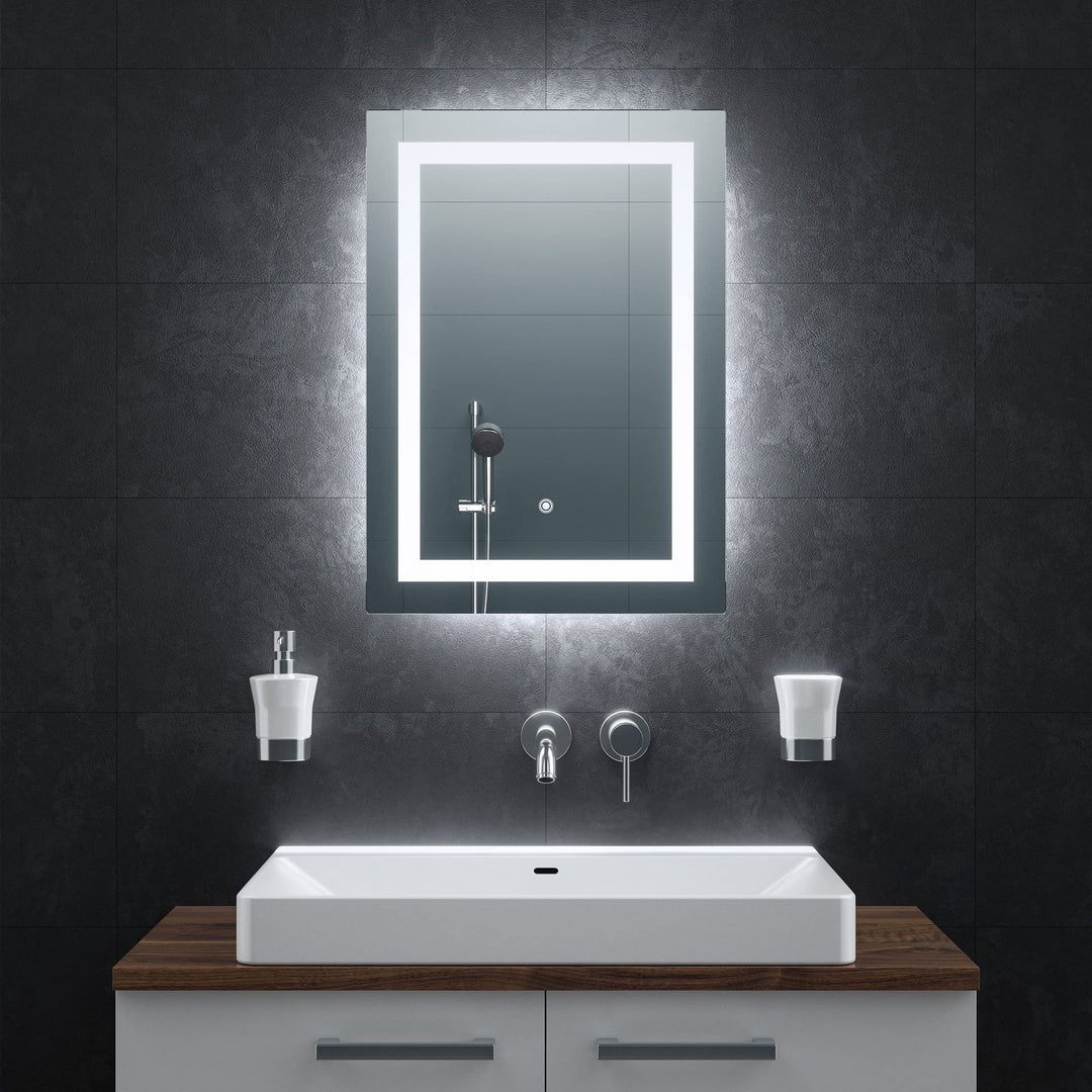 BR Bringer LED Badspiegel - 50x70 cm - Badezimmerspiegel mit Beleuchtung und Anti-Beschlag Funktion