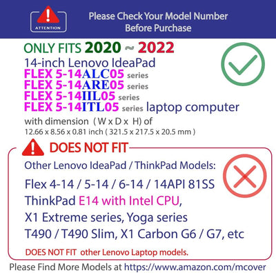 mCover Hülle kompatibel nur für 14" Lenovo IdeaPad Flex 5-14ARE05 / 5-14ALC05/5-14IIL05/5-14ITL05 Co