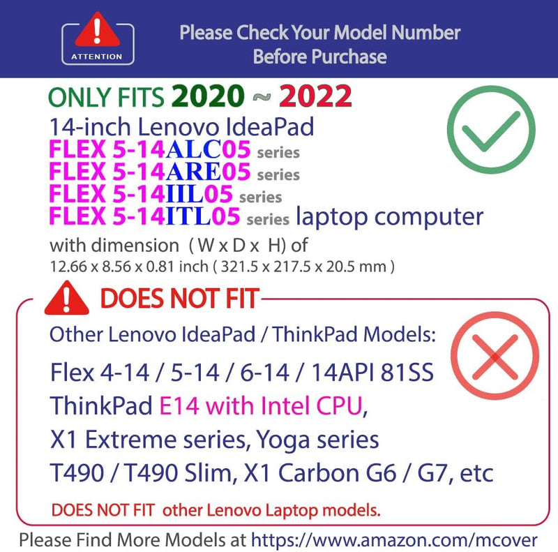 mCover Hülle kompatibel nur für 14" Lenovo IdeaPad Flex 5-14ARE05 / 5-14ALC05/5-14IIL05/5-14ITL05 Co