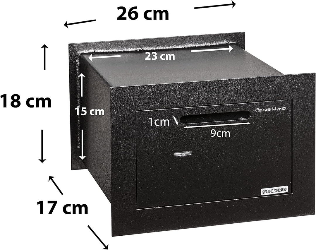 Genie Hand – Mechanische Wandtresorbox Klein mit Einwurfschlitz– Doppelbartschloss, Klein