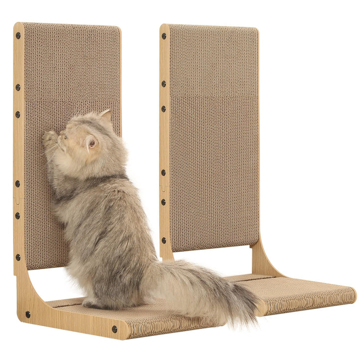 Zakkart 2er-Set Kratzbrett für Katzen, 65 cm Hoch - L-förmiger Karton-Kratzbaum für Innenräume, Krat