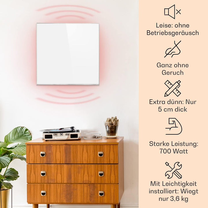 Klarstein Infrarotheizung mit Thermostat, 360W Elektroheizung, Smart Home Infrarotheizung zur Wandmo