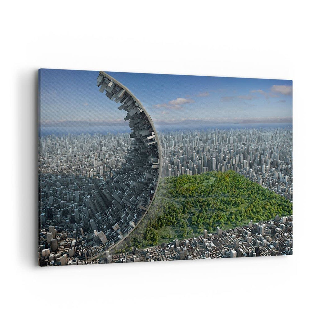 Bilder auf Leinwand 100x70cm Leinwandbild Baum Park Abstraktion Stadt Gross Wanddeko Bild Schlafzimm