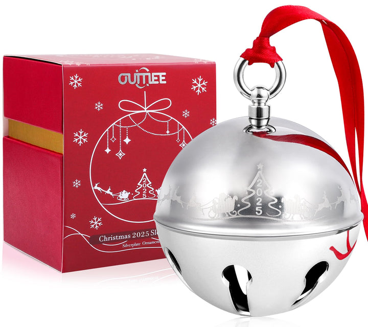 2023 Weihnachtsglocke Ornamente für Weihnachtsbaum, Schlittenglocke Dekoration Silber Glocke Ornamen