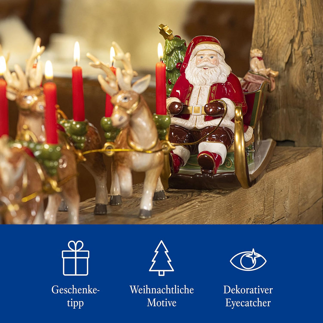 Villeroy & Boch – Christmas Toys Memory Spieluhr "Santas Schlittenfahrt", Weihnachtsfigur mit Kerzen