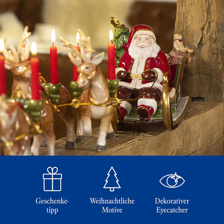 Villeroy & Boch – Christmas Toys Memory Spieluhr "Santas Schlittenfahrt", Weihnachtsfigur mit Kerzen