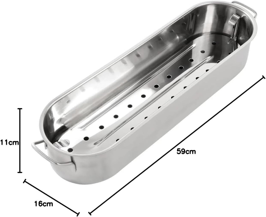 KitchenCraft Fischpochierer, Edelstahl Induktionskochfeld, spülmaschinenfeste Pochierpfanne, Pochier