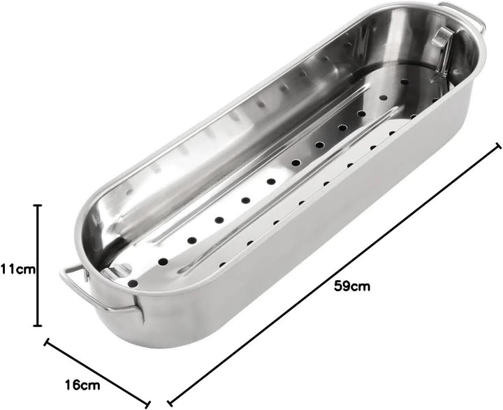 KitchenCraft Fischpochierer, Edelstahl Induktionskochfeld, spülmaschinenfeste Pochierpfanne, Pochier