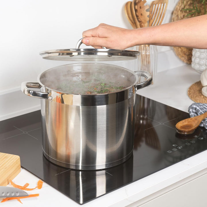 Salter Timeless 24cm Kochtopf - Antihaft-Edelstahl-Kochtopf, 9L, Inklusive Glasdeckel mit Dampfentlü