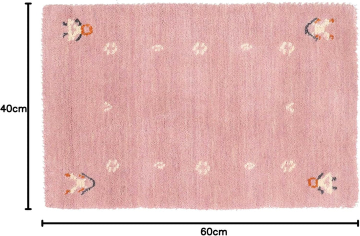RUG PRINCE Wollteppich Gabbeh Muti 40x60 Handgewebt Rosa Einfarbig Handarbeit Zimmer 40x60 cm Rosa,
