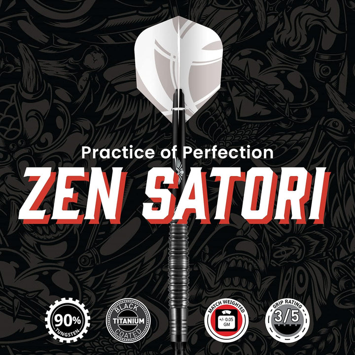 Shot! Darts Zen Satori 90% Tungsten Pro Wurfpfeil-Set mit weicher Spitze, Professionell - Hergestell