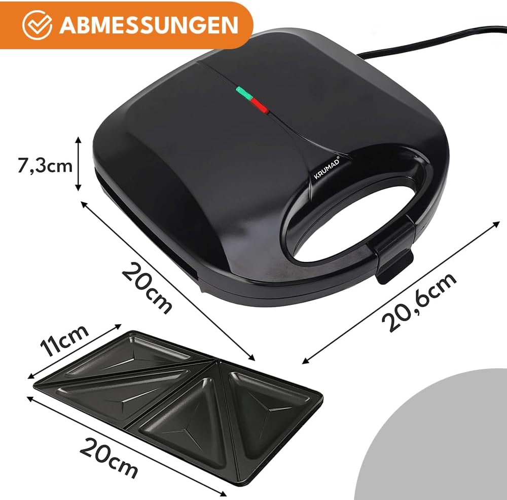 Sandwich Maker – 1000W Sandwich Toaster 2 Scheiben mit Antihaftbeschichtung, Wärmeisoliertem Griff &