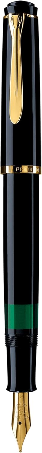 Pelikan Füllhalter Classic 200, Schwarz, Feder M (mittel), hochwertiger Kolbenfüller im Geschenk-Etu