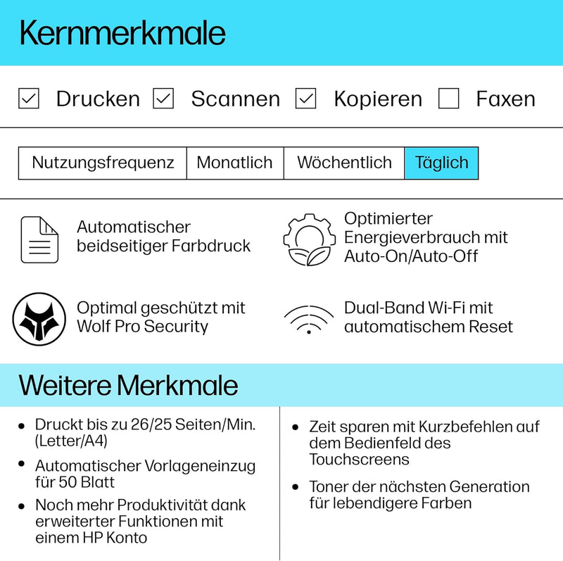 HP Color LaserJet Pro MFP 3302sdwg Multifunktions-Farblaserdrucker, Automatischer beidseitiger Druck