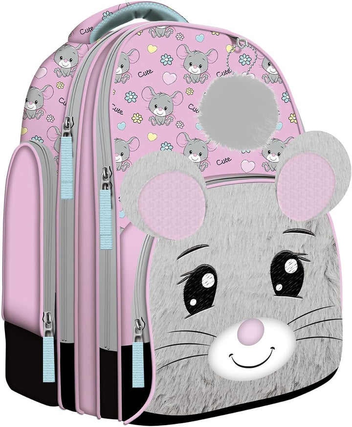 GOLDKIDS - Schulranzen für Jungen und Mädchen ab 1 Klasse - Schul-Rucksack für Kinder mit Mouse-Moti