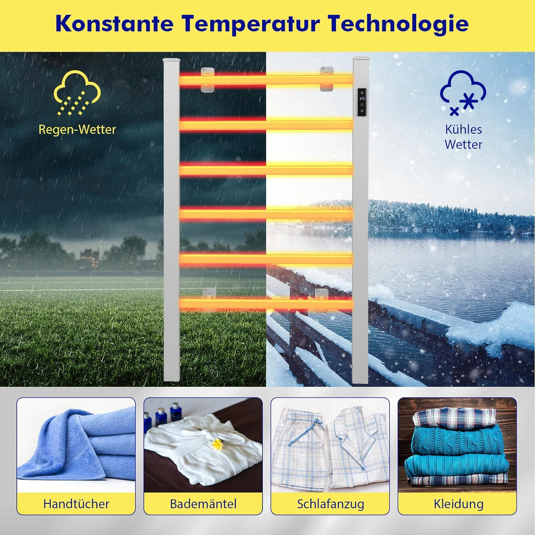 GOPLUS Elektrischer Handtuchheizkörper, Handtuchheizer aus Aluminiumlegierung mit Touchscreen, Tempe