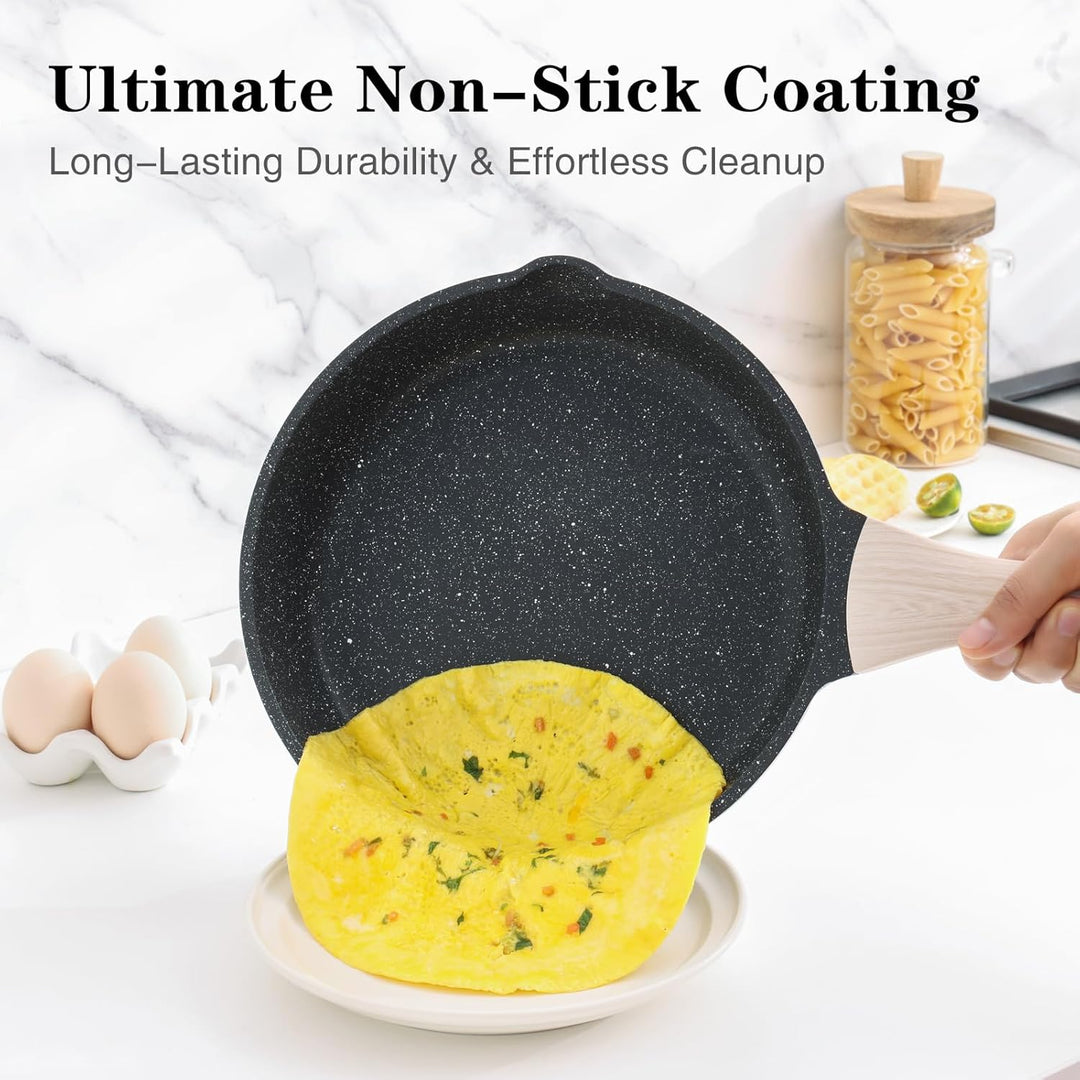 Kordisen Antihaft Bratpfanne mit Deckel, 20 cm Granit Beschichtung Pfanne Induktion, Gesund und Ungi